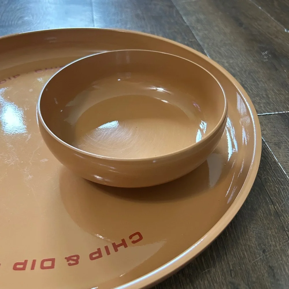 Vintage Georges Briard Melamine Chip and Dip Set Tan MCM Made in Japan Round